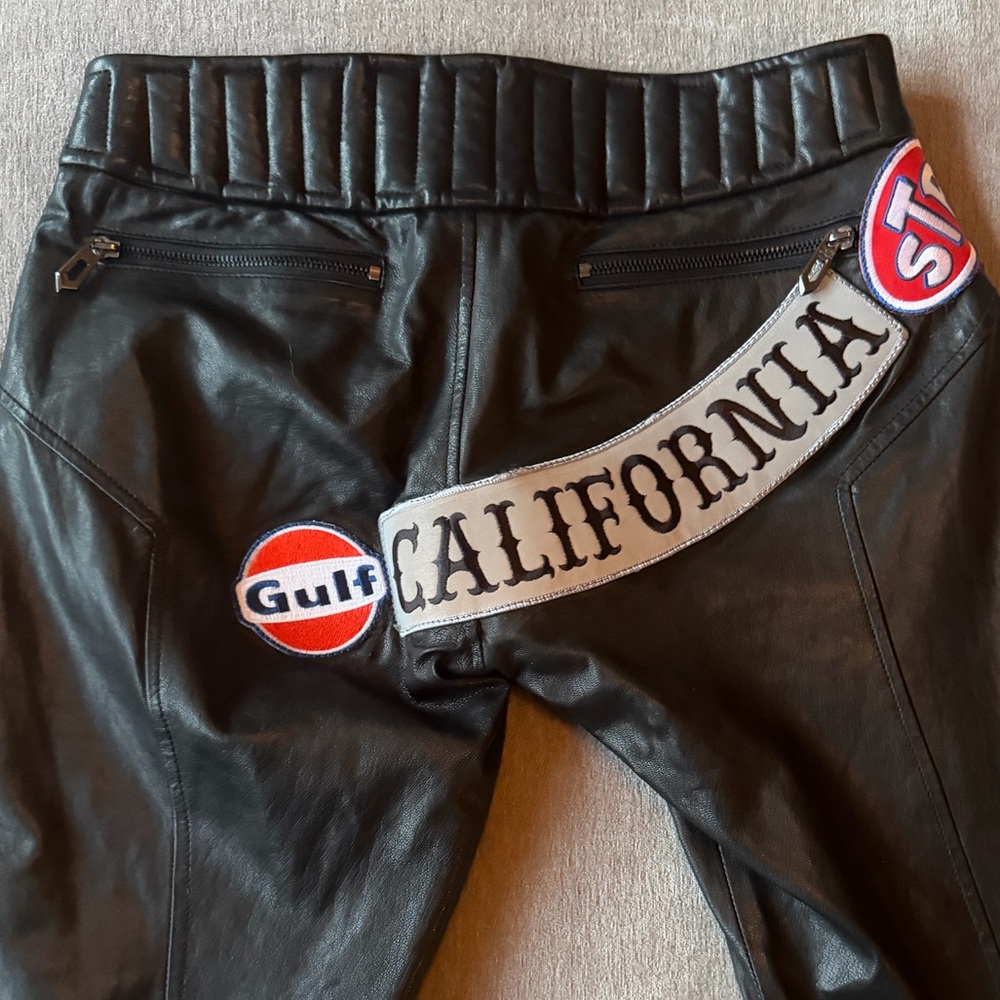Faith Connexion Rare Race Edition Leather Biker Pants Black Moto Patches $1890